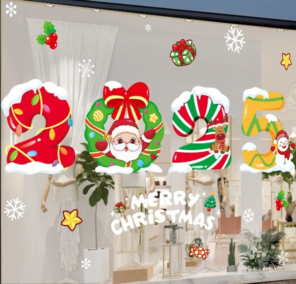 Decal tĩnh điện 2 mặt trang trí noel 2025 Merry Christmas