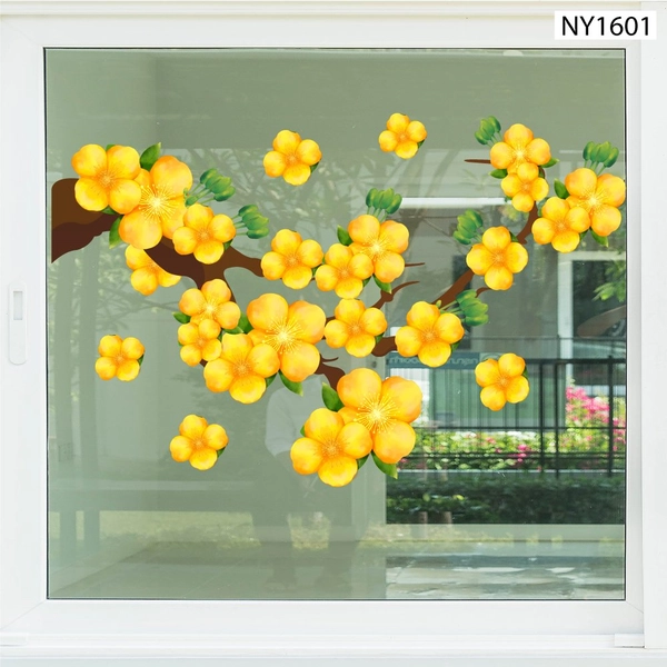 Decal Trang Trí Tết Hoa Mai Vàng