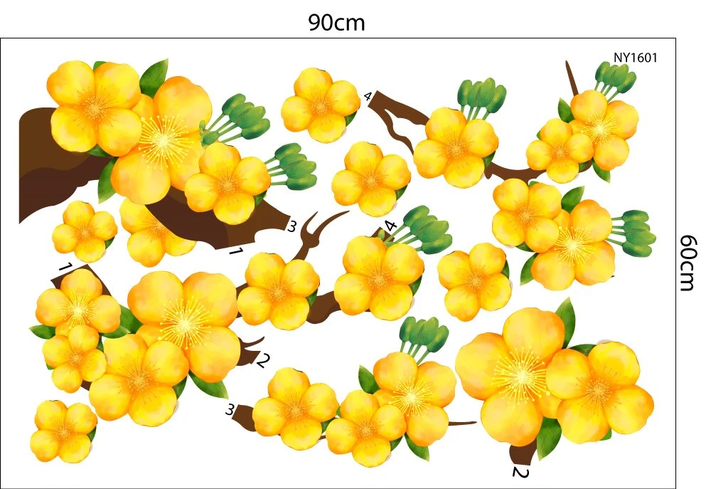 Decal Trang Trí Tết Hoa Mai Vàng