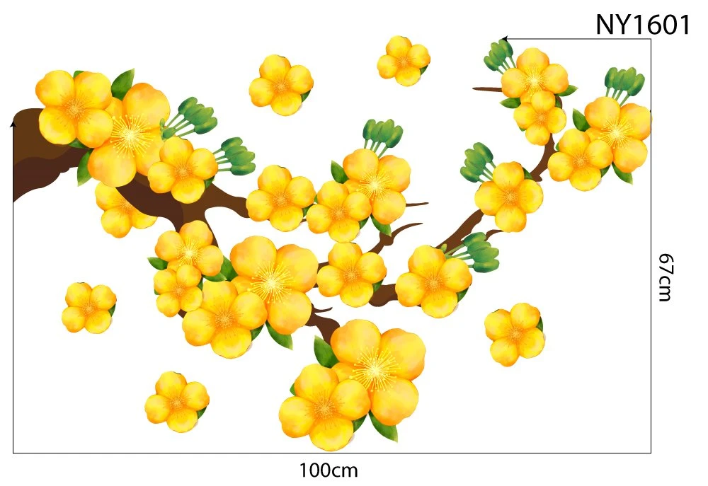 Decal Trang Trí Tết Hoa Mai Vàng