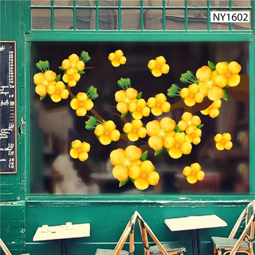 Decal Trang Trí Tết Hoa Mai Vàng Mẫu 2