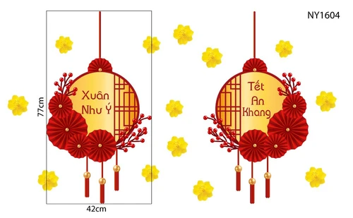 Decal Trang Trí Tết Xuân Như Ý Tết An Khang