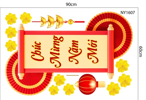 Decal Trang Trí Tết Chúc Mừng Năm Mới