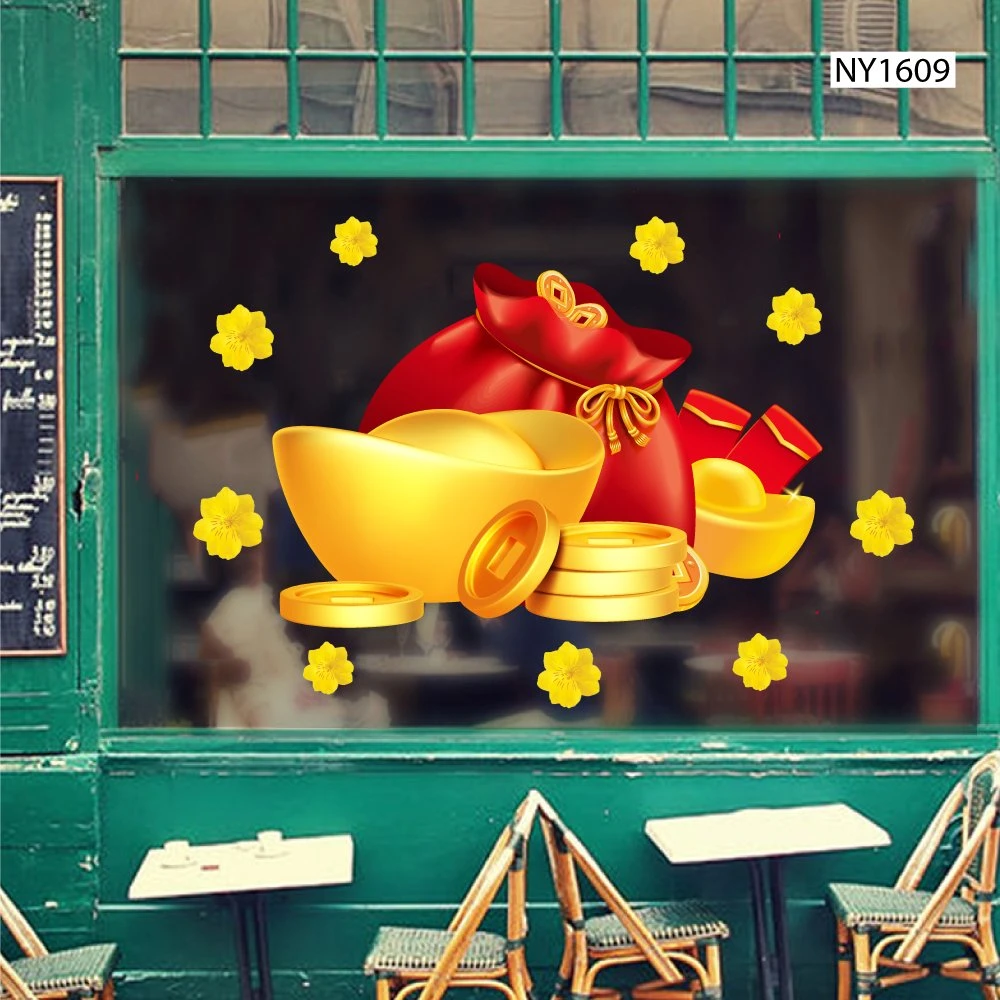 Decal Trang Trí Tết Túi Tiền Và Thỏi Vàng