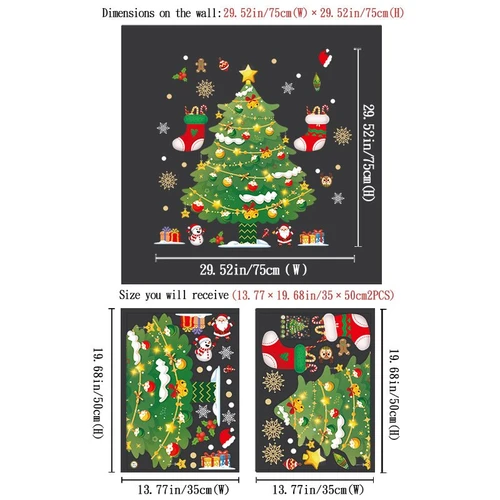 Decal tĩnh điện 2 mặt trang trí noel Cây Thông Xanh