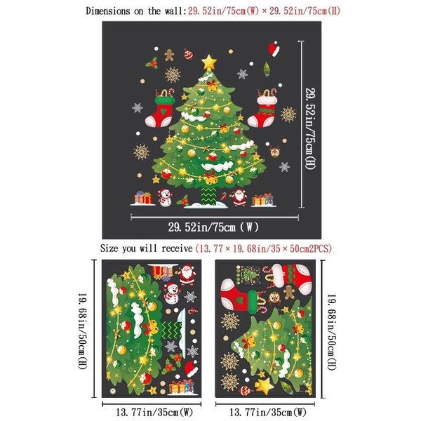 Decal tĩnh điện 2 mặt trang trí noel Cây Thông Xanh