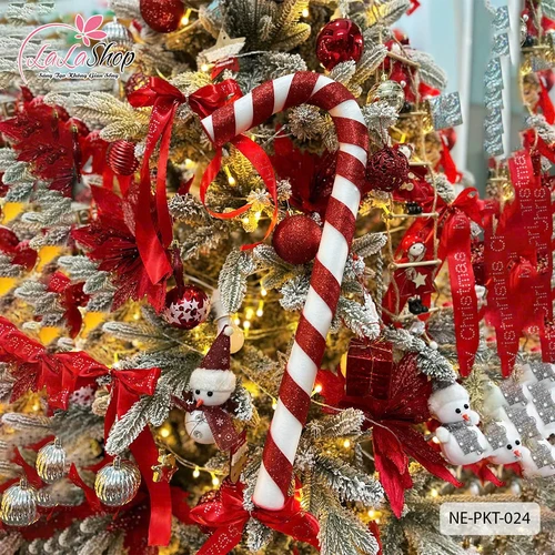 Kẹo cây Dài 60cm bản rộng 5cm trang trí noel