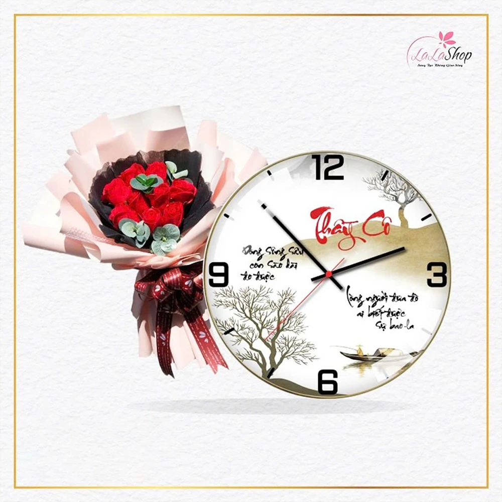 Combo đồng hồ kèm hoa sáp thơm cao cấp