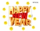 Decal Trang Trí Tết Happy New Year Vàng Đỏ