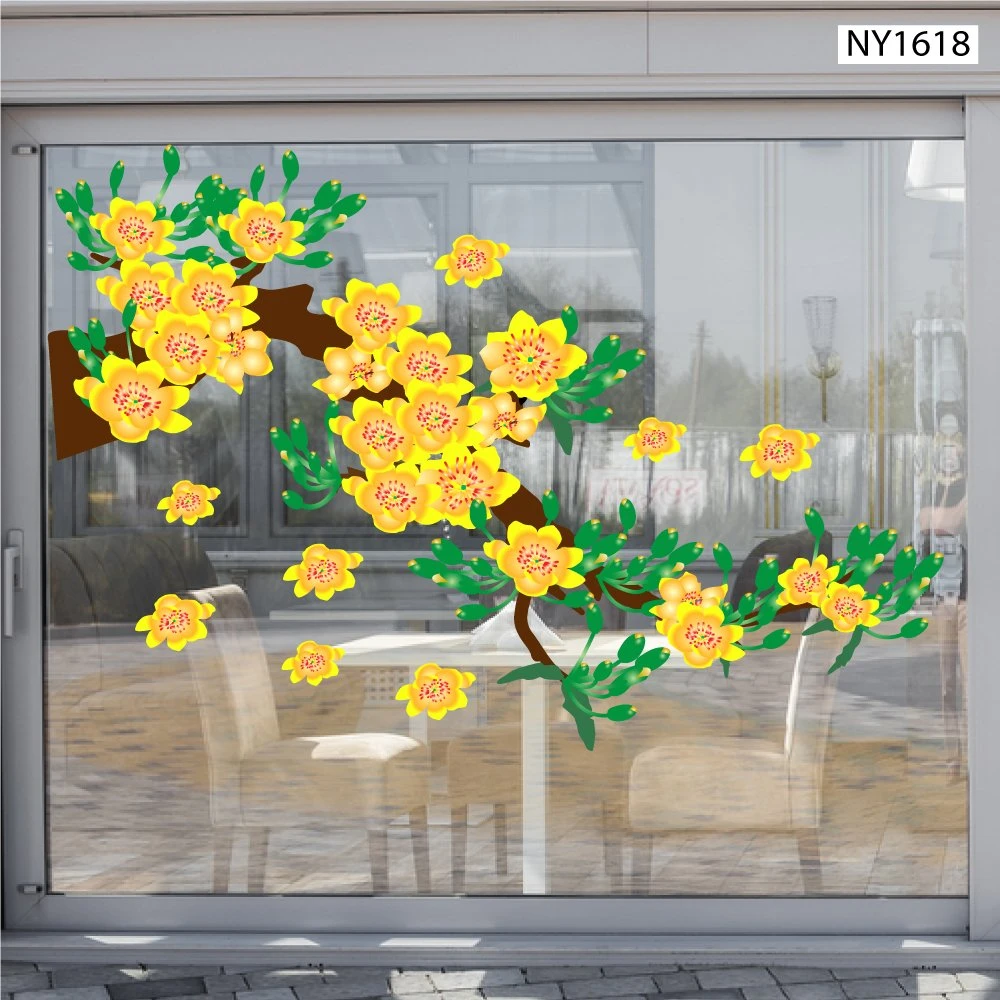 Decal Trang Trí Tết mai vàng nở rộ