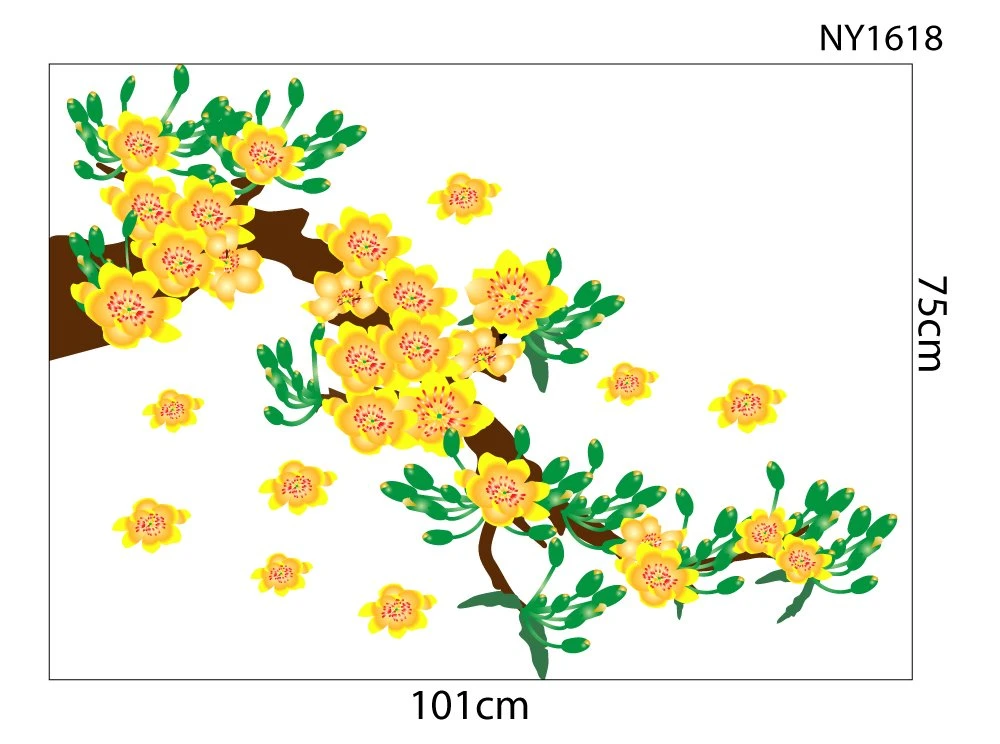 Decal Trang Trí Tết mai vàng nở rộ