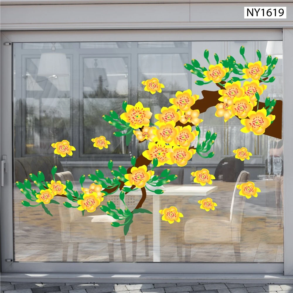 Decal Trang Trí Tết mai vàng khoe sắc đón xuân sang