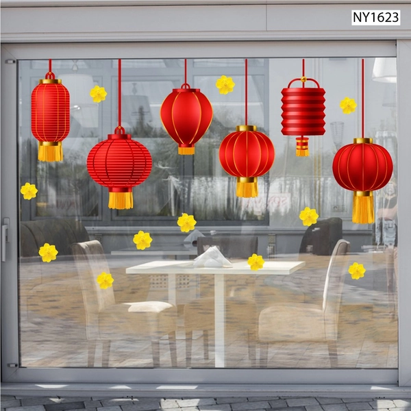 Decal Trang Trí Tết lồng đèn đỏ