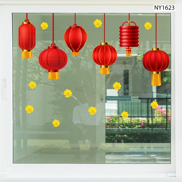 Decal Trang Trí Tết lồng đèn đỏ