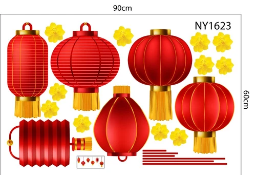 Decal Trang Trí Tết lồng đèn đỏ