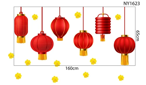 Decal Trang Trí Tết lồng đèn đỏ