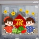 Decal Trang Trí Tết em bé đi chơi xuân