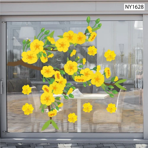 Decal Trang Trí Tết mai vàng đón xuân