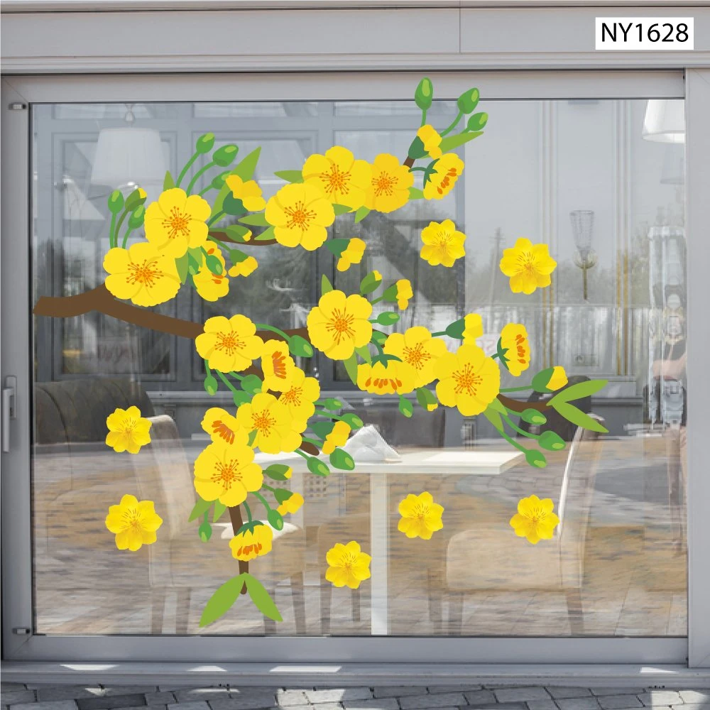 Decal Trang Trí Tết mai vàng đón xuân