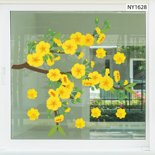 Decal Trang Trí Tết mai vàng đón xuân