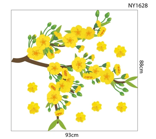 Decal Trang Trí Tết mai vàng đón xuân