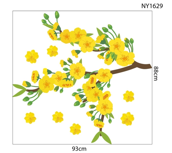 Decal Trang Trí Tết mai vàng nở rộ khoe sắc
