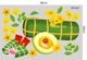 Decal Trang Trí Tết bánh tét và lì xì đỏ