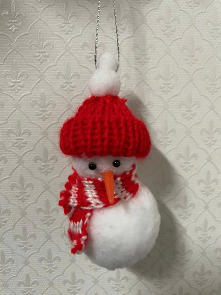 Set 2 Mô hình người tuyết nón len đỏ trang trí noel