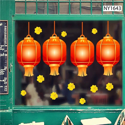 Decal Trang Trí Tết lồng đèn đỏ đón xuân