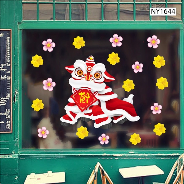 Decal Trang Trí Tết lân đón Xuân