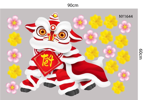 Decal Trang Trí Tết lân đón Xuân