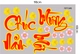 Decal Trang Trí Tết chúc mừng năm mới mai vàng đào hồng