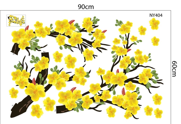 Combo Decal Trang Trí Tết Ất Tỵ én vàng đón Xuân