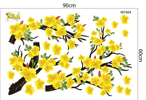 Combo Decal Trang Trí Tết Ất Tỵ én vàng đón Xuân