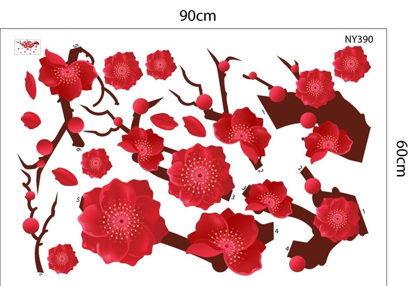 Combo Decal Trang Trí Tết Ất Tỵ én vàng đón Xuân