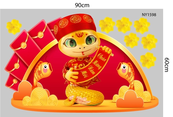 Combo Decal Trang Trí Tết Ất Tỵ én vàng đón Xuân