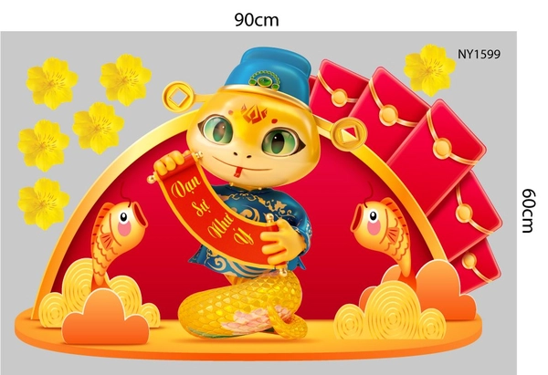 Combo Decal Trang Trí Tết Ất Tỵ én vàng đón Xuân