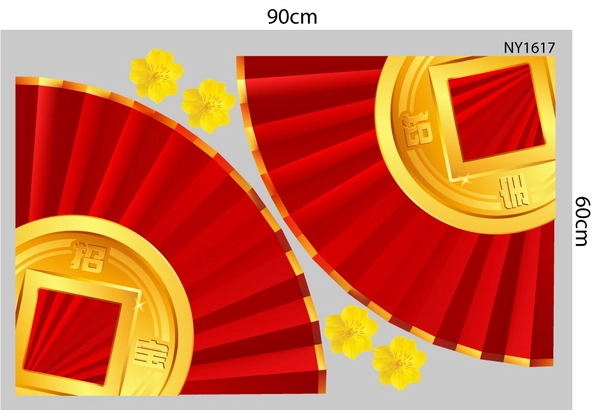 Combo Decal Trang Trí Tết Ất Tỵ én vàng đón Xuân