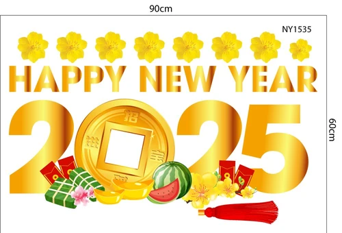 Combo Decal Trang Trí Tết Ất Tỵ én vàng đón Xuân