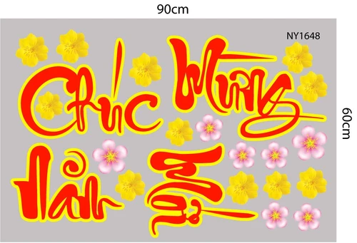 Combo Decal Trang Trí Tết Ất Tỵ thần tài gõ cửa đón xuân như ý