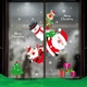 Decal tĩnh điện 2 mặt trang trí noel ông già noel cùng tuần lộc và bạn người tuyết