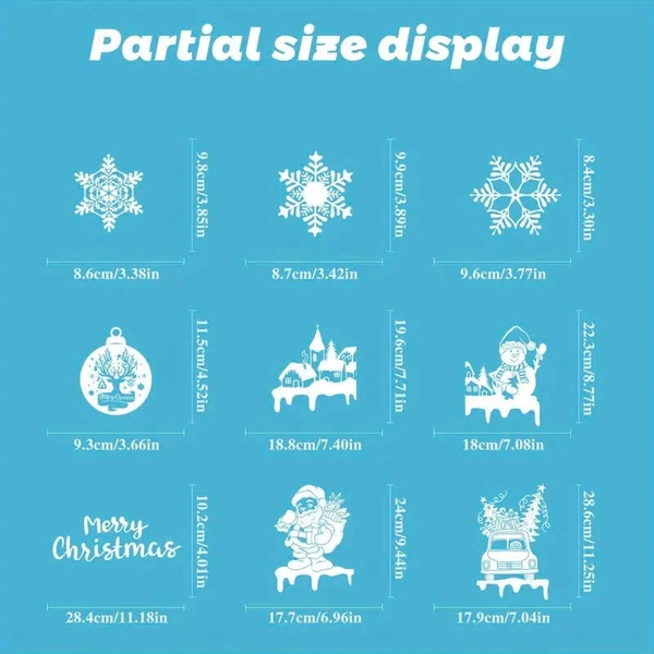 Combo 9 Tấm Decal Màu Trắng 2 Mặt Trang Trí Ông Già Noel Và Và Người Tuyết Phát Quà