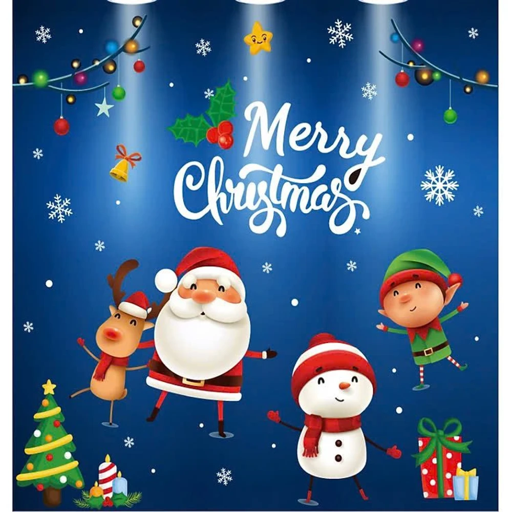Decal Tĩnh Điện 2 Mặt Trang Trí Noel Ông Già Noel Và Những Người Bạn Vui Vẻ