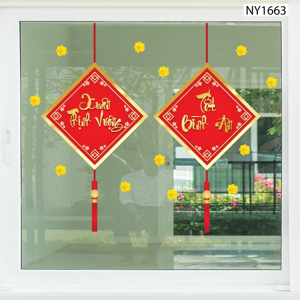 Decal Trang Trí Tết Xuân Thịnh Vượng Tết Bình An