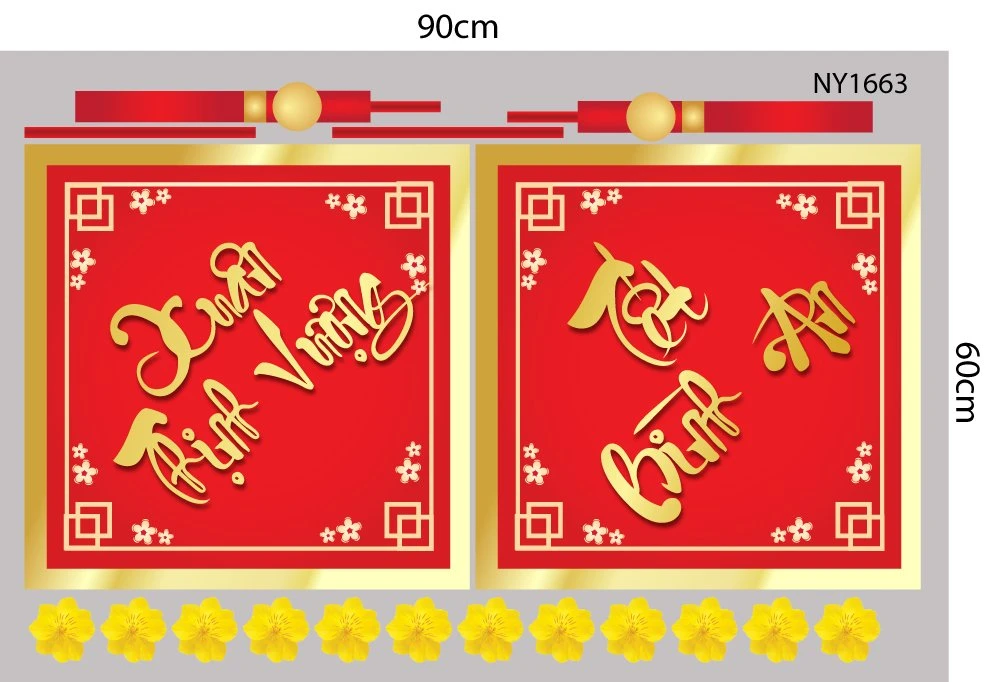 Decal Trang Trí Tết Xuân Thịnh Vượng Tết Bình An