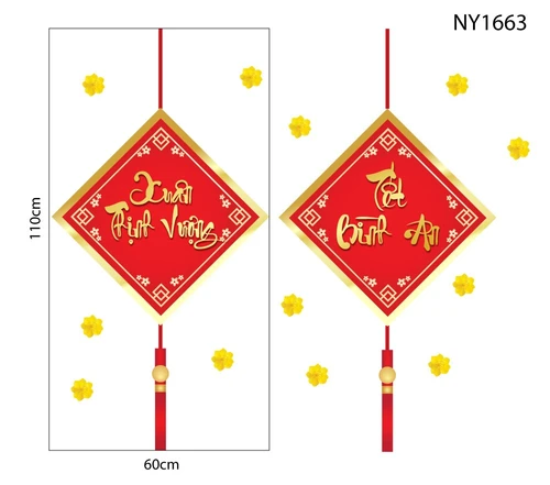Decal Trang Trí Tết Xuân Thịnh Vượng Tết Bình An