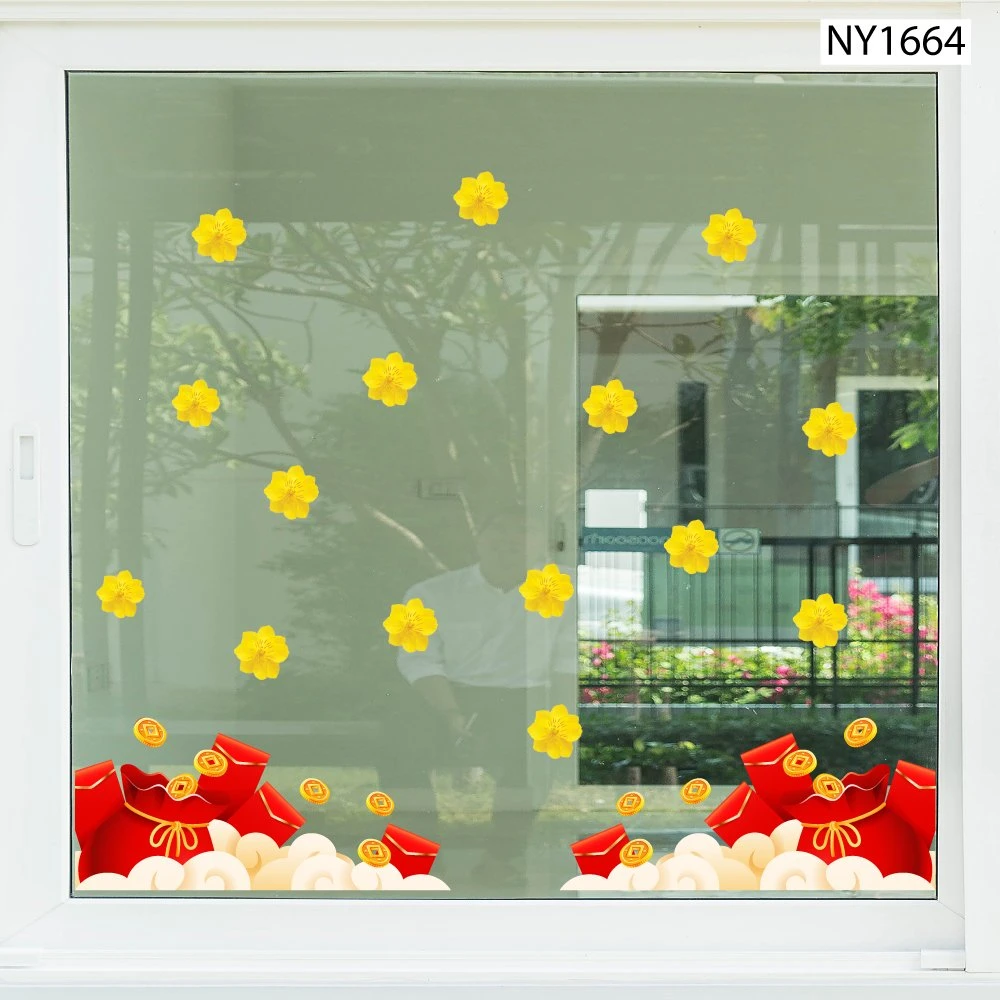 Decal Trang Trí Tết Phong Bì Đỏ Đón Xuân