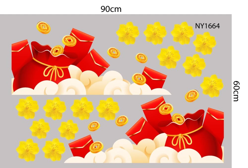 Decal Trang Trí Tết Phong Bì Đỏ Đón Xuân