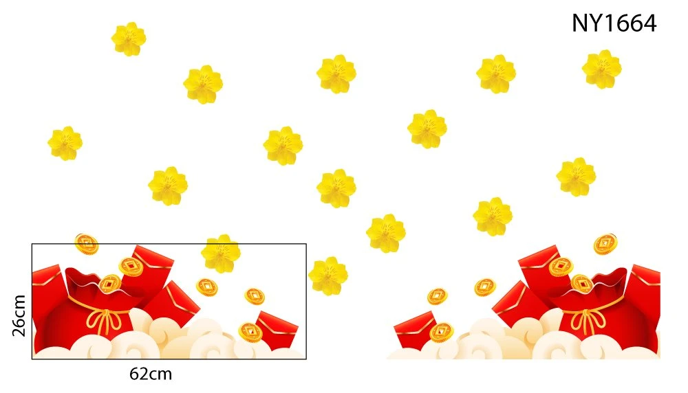 Decal Trang Trí Tết Phong Bì Đỏ Đón Xuân