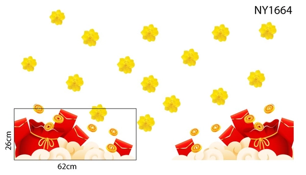 Decal Trang Trí Tết Phong Bì Đỏ Đón Xuân